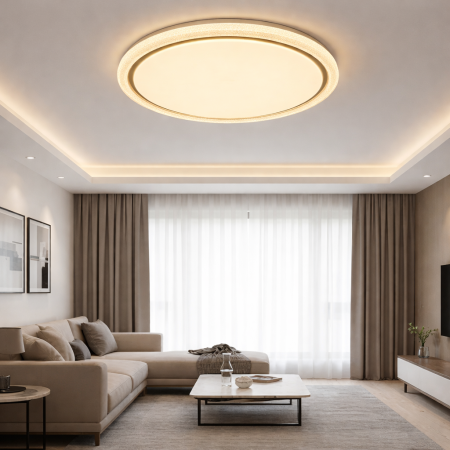 جلوب ليد سقف اطار ذهبي + ابيض لمعة مع ريموت