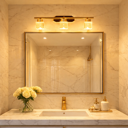 إنارة مغسلة مكعبات ذهبية